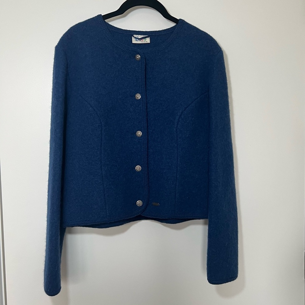Women's Blue Vintage Wool Crop Jacket